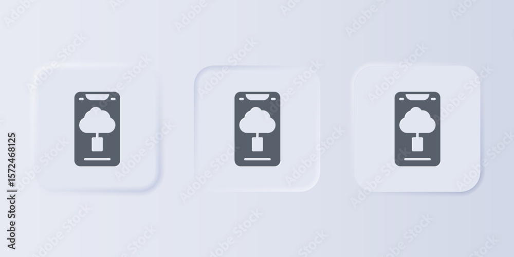 Wall mural grey cloud technology data transfer and storage icon isolated on grey background. set icons in squar