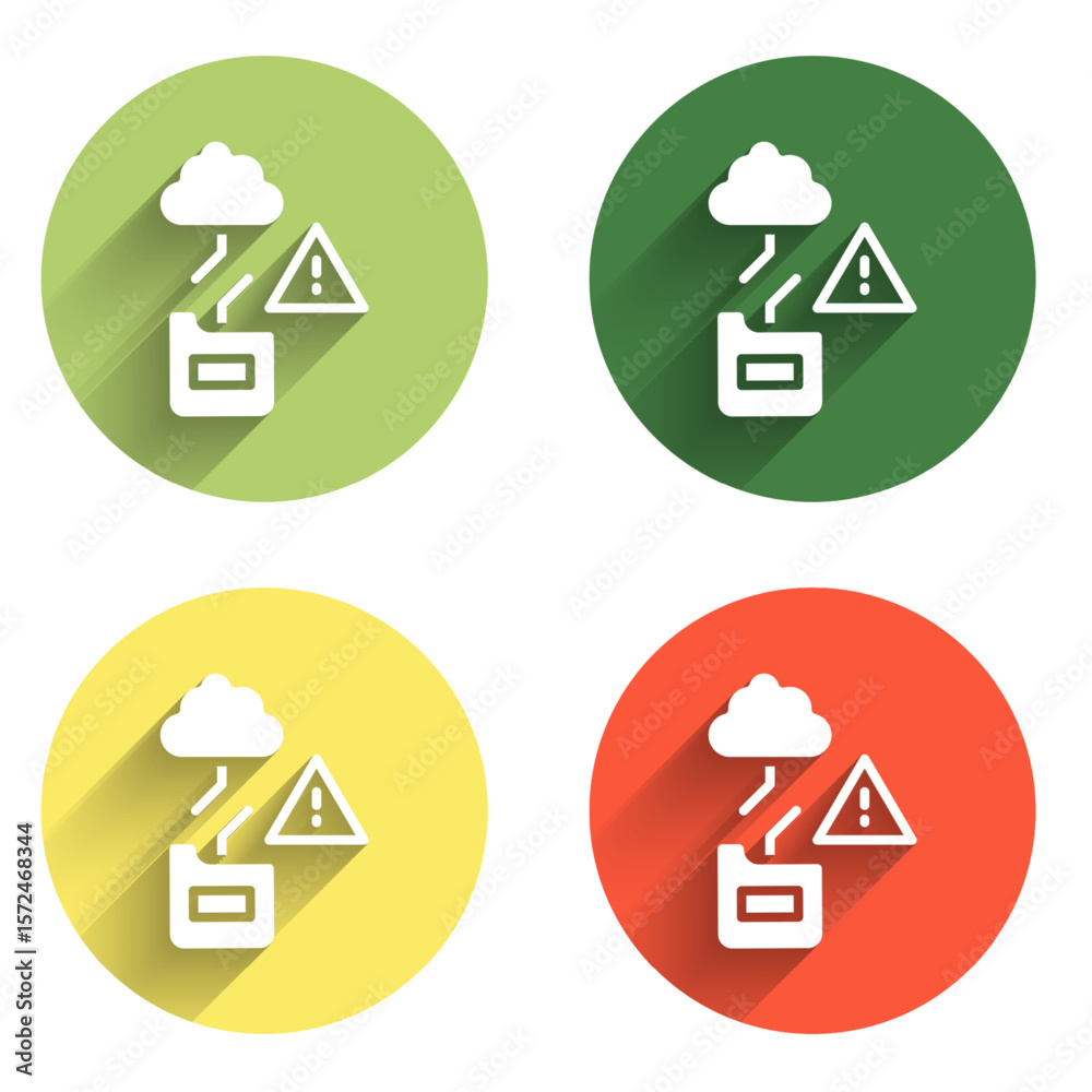Wall mural set cloud technology data transfer and storage icon isolated with long shadow background. color circ