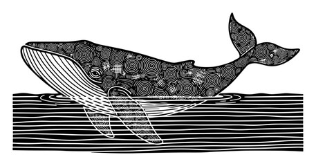 decorative whale underwater pattern design
