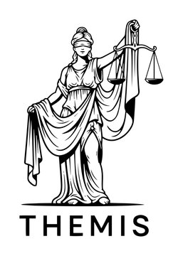 themis goddess of justice holding scales vector illustration