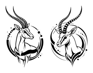 gazelle antelope head logo stylized vector illustration © Aisha Kudorova