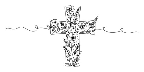 christian floral cross decorative religious symbol