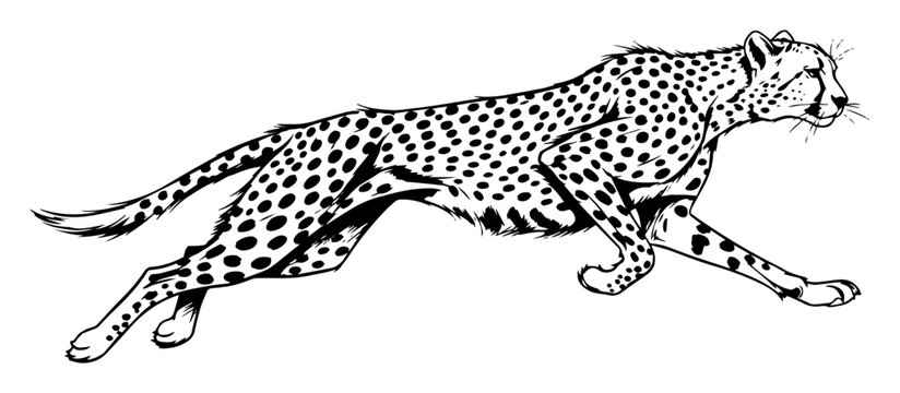 running cheetah wild cat african animal sketch vector illustration