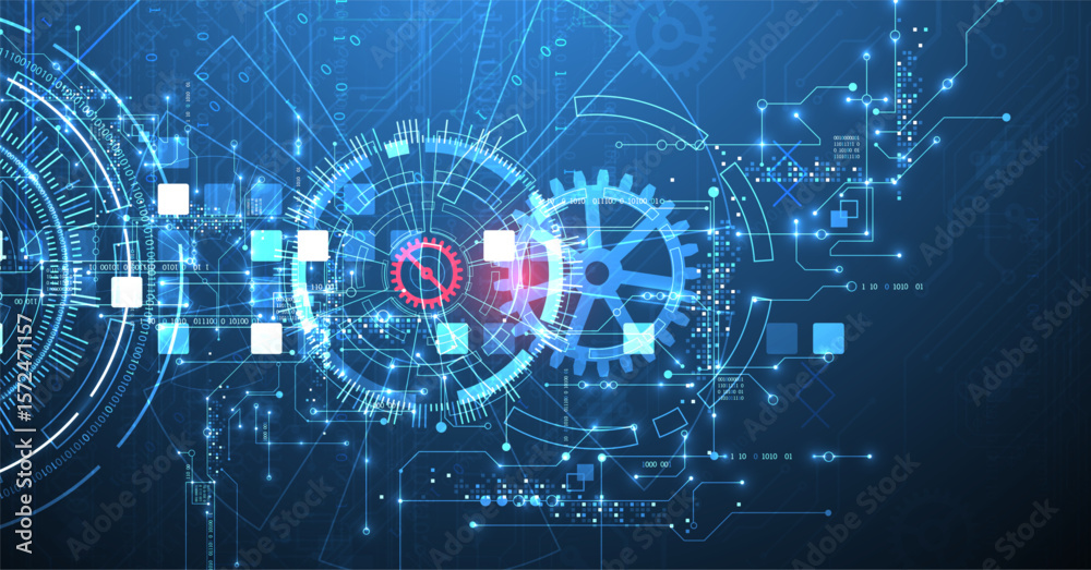 Poster abstract background. scientific and technological concept with the use of technical elements formed 