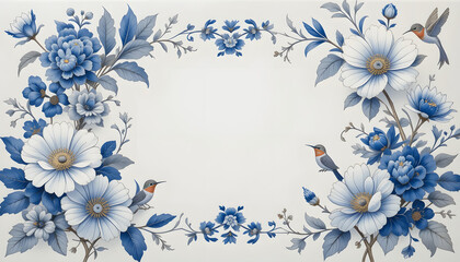 blue flowers frame