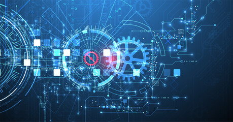 Abstract background. Scientific and technological concept with the use of technical elements formed in the shape of a circle. Vector