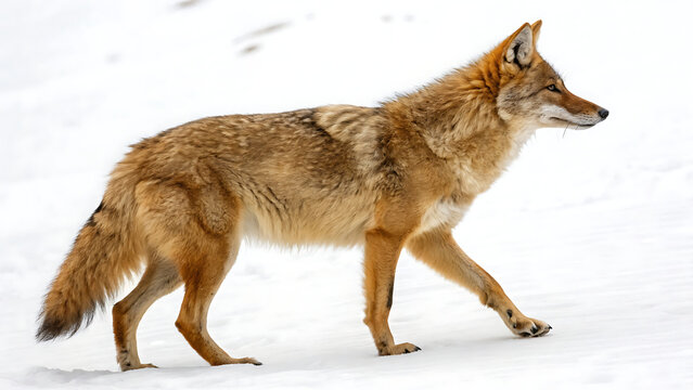 Golden jackal isolated on white background PNG. AI GENERATED.