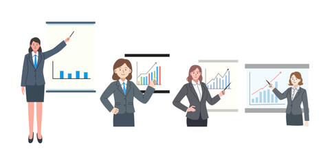 Businesswoman giving presentation on financial growth