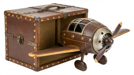 old wooden treasure chest isolated on white background PNG. AI GENERATED	