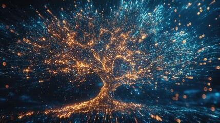 Dynamic digital representation of a luminous tree.