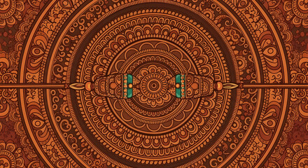 Intricate Rakhi Design on Decorative Mandala Background for Raksha Bandhan Festival