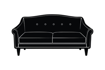 Silhouette design illustration of a modern Tuxedo-style sofa.eps