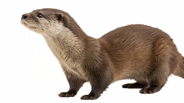 European otter isolated on white background PNG. AI GENERATED. - Powered by Adobe