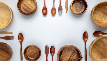 Wooden bowl and spoon against a white background.