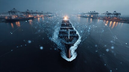 Advanced Digital Cargo Ship Navigating with AI Route Mapping