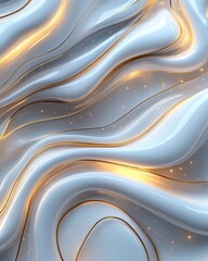 Elegant Abstract Background with Waves and Soft Curves Featuring Glowing Highlights and Textures in Soft Blue and Gold Tones for Modern Design Projects
