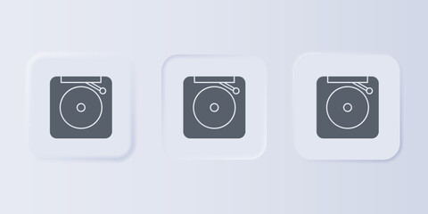 Grey Ringing alarm bell icon isolated on grey background. Fire alarm system. Service bell, handbell sign, notification symbol. Set icons in square buttons. Vector