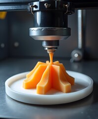 3D-Drucker erstellt abstraktes Modell aus Kunststoff
