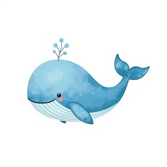 Obraz premium A high-quality vector illustration of a cute whale, colorful flat design with layered gradient shading,