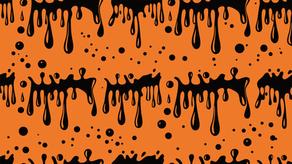 Seamless Pattern with Red and Yellow Splashes on Dark Grunge Background