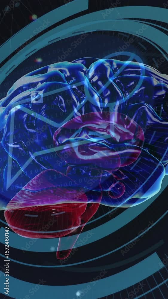 Poster animation of human brain and digital data processing over scope scanning