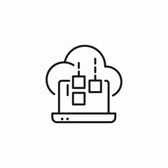 cloud laptop data icon sign vector