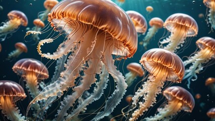 Ein Schwarm Quallen im Meer