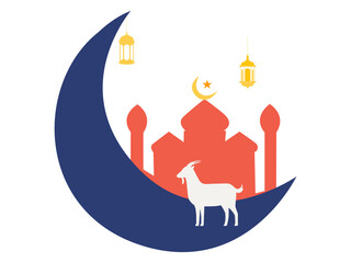 illustration of Eid ul adha goat with moon