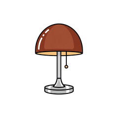 Illustration of a brown banker's lamp with a silver base and pull chain, isolated on a white background.