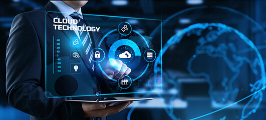 Cloud service computing data storage internet technology concept.