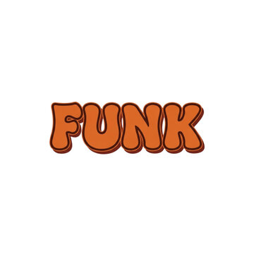 The word "FUNK" displayed in a retro, groovy, orange bubble font with a brown outline.