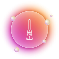 White Witches broom icon isolated on white background. Happy Halloween party. Orange and pink gradient circle background. Vector