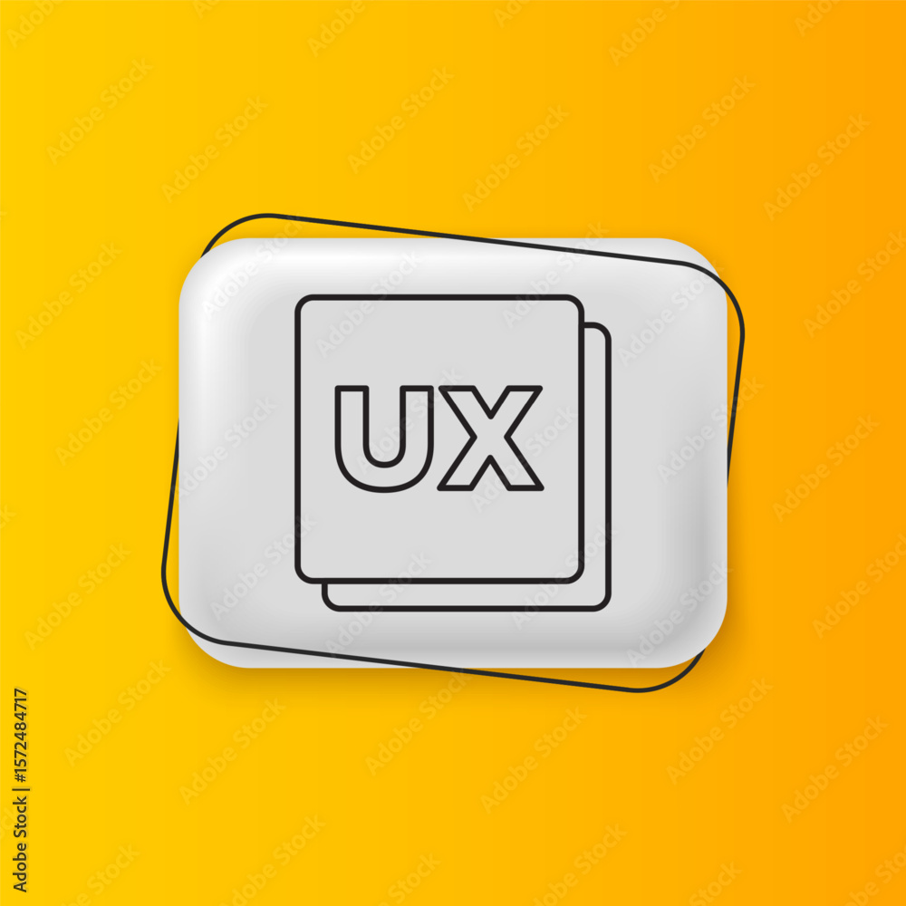 Wall mural black ui or ux design icon isolated on yellow background. silver rectangle button. vector
