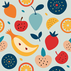 Colorful Fruit Pattern Seamless Design for Textile and Fabric Prints