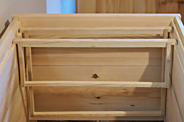 Production of a beehive by a carpenter. Components of a beehive. Wooden product