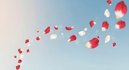 Freedom Blossoms — Elegant Red and White Petals Floating Gracefully in a Summer Breeze