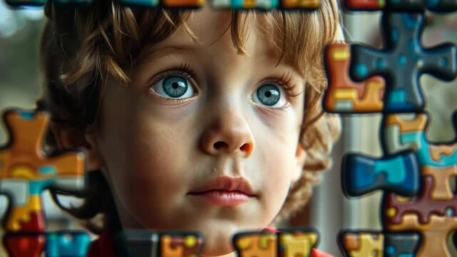 Autism awareness. Autistic boy. World autism awareness day.