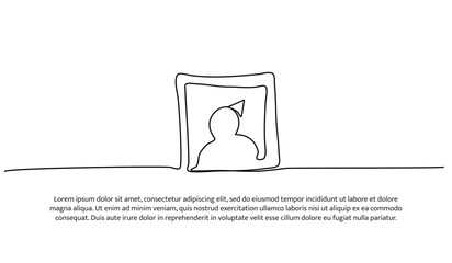 One line of photo in frame. Abstract minimal continuous line.