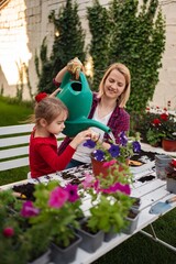 Spring gardening joy for mom and daughter