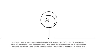 One line of lollipop candy. Abstract minimal continuous line.