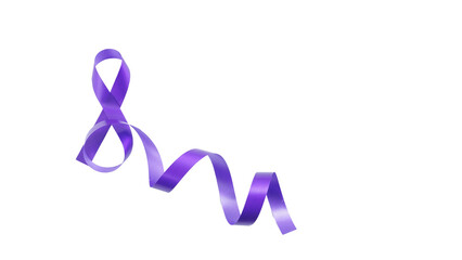 Long purple ribbon for various disease and cancer cancer awareness concept isolated on white...