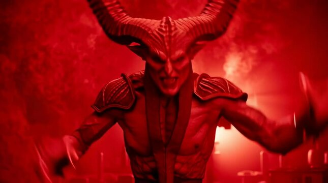 Red evil Satan hissing in hell