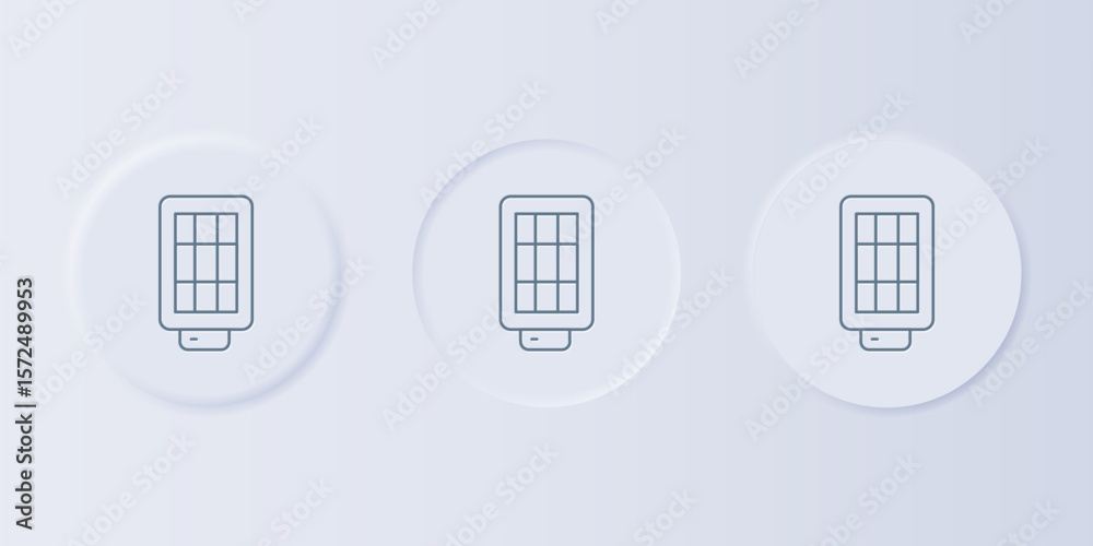 Poster grey studio light bulb in softbox icon isolated on grey background. shadow reflection design. set ic