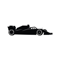 Fototapeta premium Black Silhouette Formula 1 Race Car Vector Illustration Side View