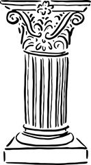 Classic Greek Column Sketch for Elegant Product Labeling