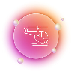 White Rescue helicopter icon isolated on white background. Ambulance helicopter. Orange and pink gradient circle background. Vector