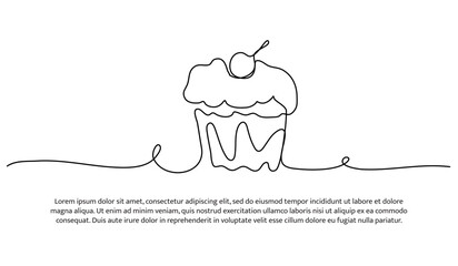 One line of cup cake. Abstract minimal continuous line.
