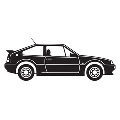 Fototapeta premium Black and white illustration of a classic coupe car silhouette on a white background