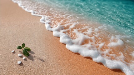 Sunset Beach Sand Pattern: Vibrant Orange and Pink Hues at the Ocean Shore