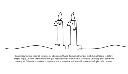 One line of candle number eleven. Abstract minimal continuous line.